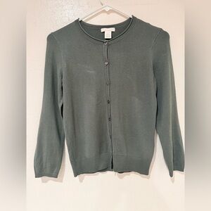 H&M Dark Green Button-Up Cardigan